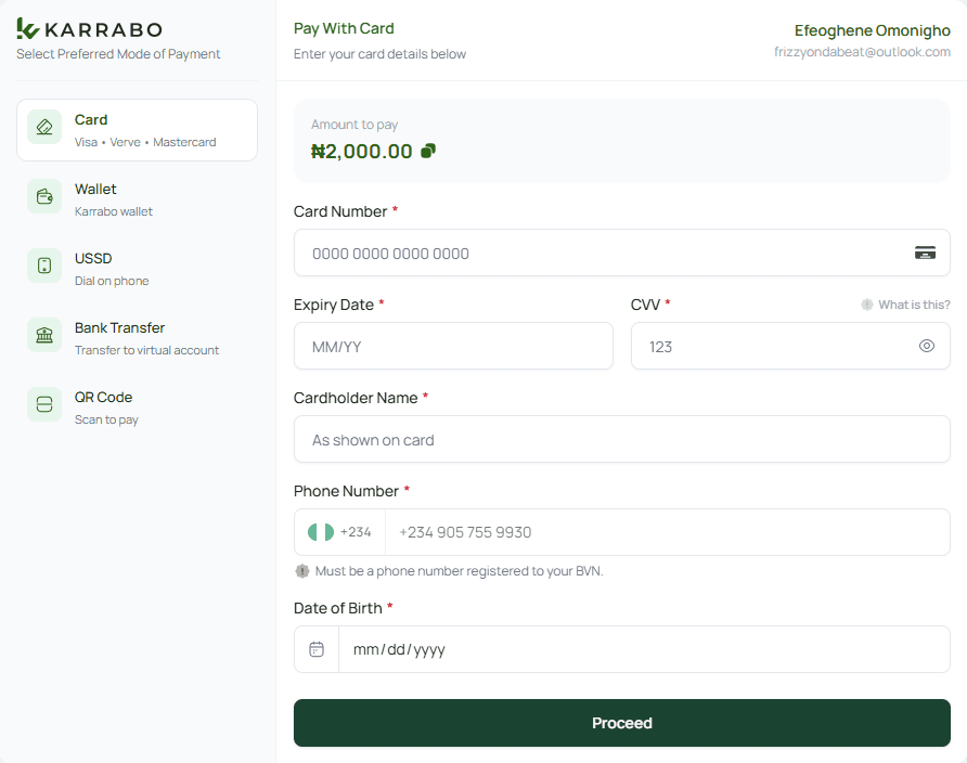 Screenshot of the karkollect-checkout project