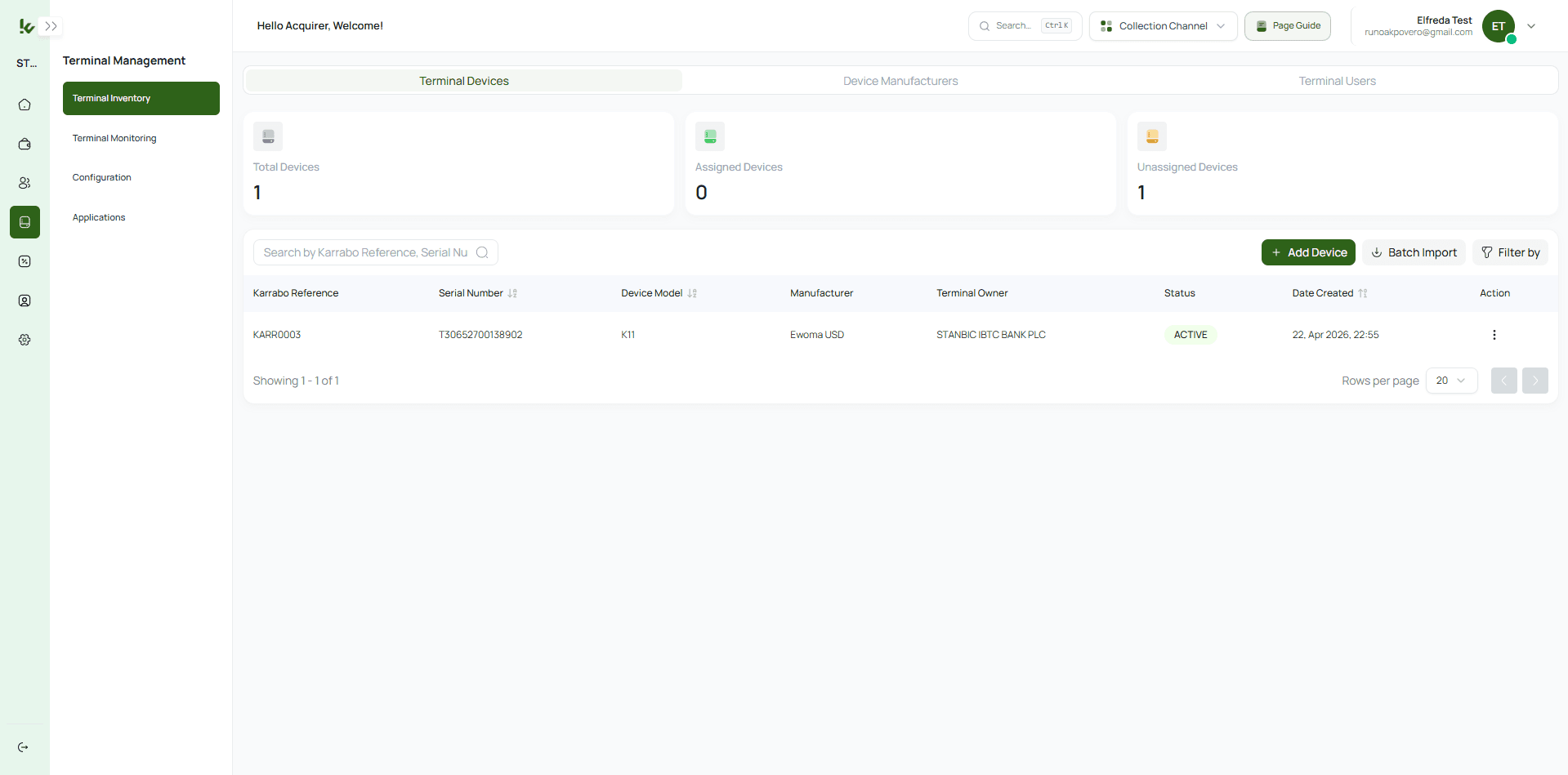 Screenshot of the karkollect-manager project
