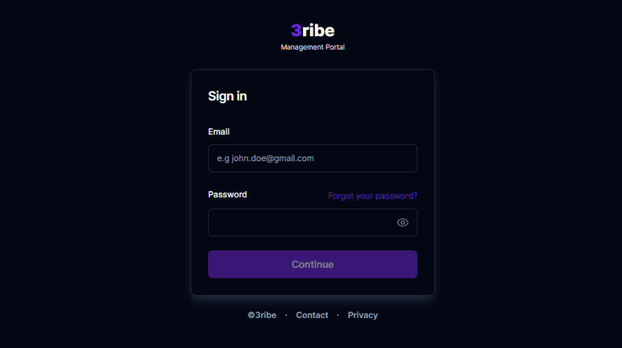 Screenshot of the tribe project